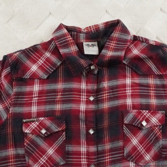 Harley-Davidson Red and Black Plaid Button Down Shirt - Picture 5 of 11